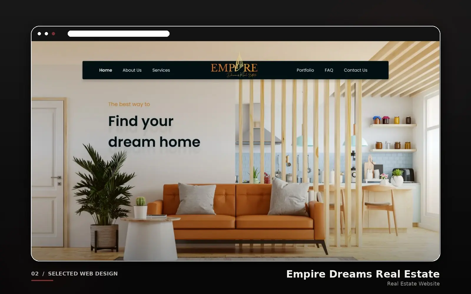 The Empire Dreams website, a property listing site