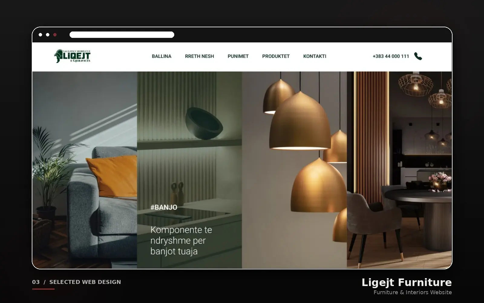 The Liqejt Furniture website, a furniture showroom and catalogue