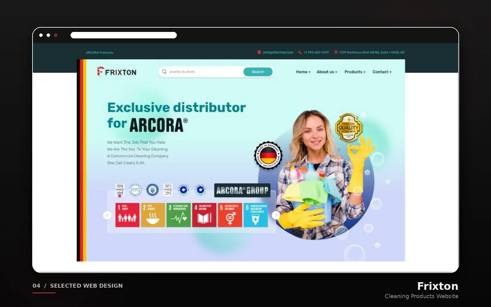 The Frixton website, a cleaning products catalogue