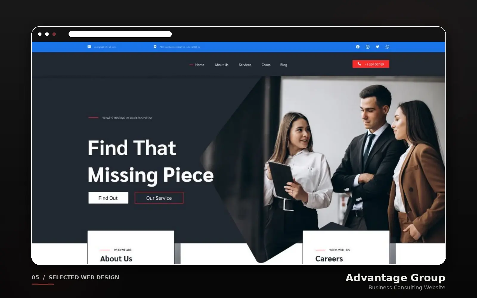 The Advantage Group website, a business consulting site