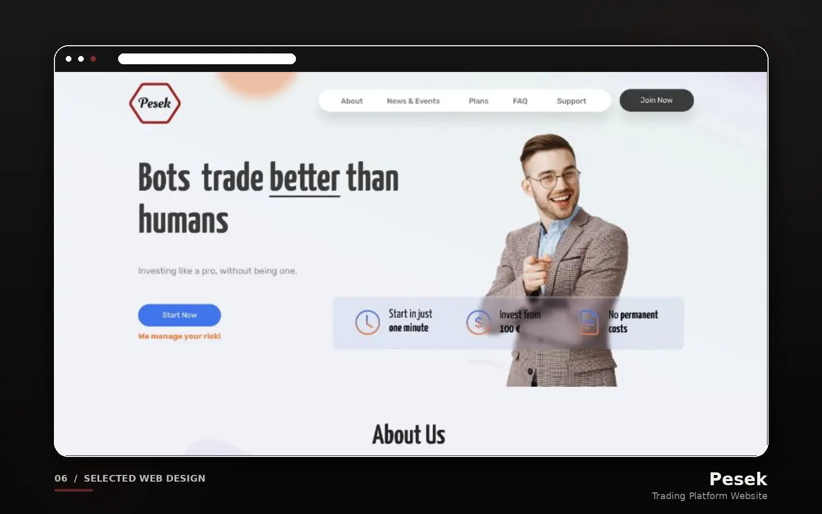 The Pesek Trading website, a trading company site
